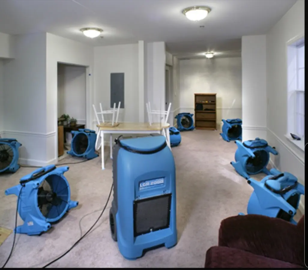Air movers and dehumidifier setup for Water Extraction & Removal in Madras